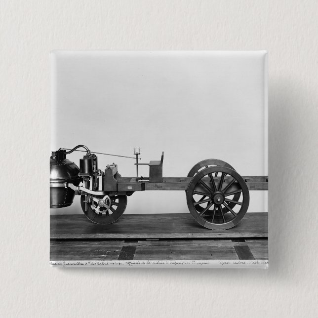 Steam-powered car invented 2 inch square button (Front)