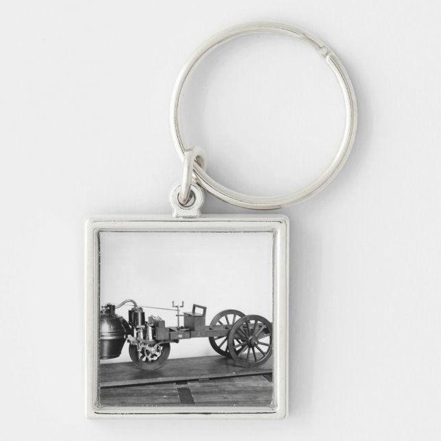 Steam-powered car invented keychain (Front)