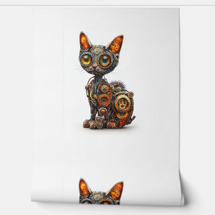 Steam Powered Purr – Steampunk Robot Cat Wallpaper