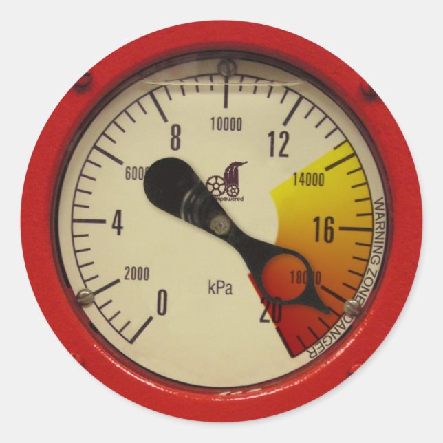 Steam Pressure Gauge - Warning! Stickers (Front)