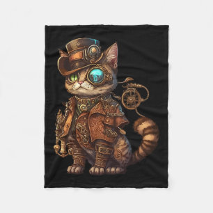 Steam Punk Cat Kitten Kitty Steampunk  Fleece Blanket