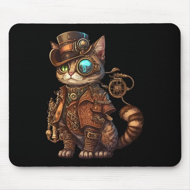 Steam Punk Cat Kitten Kitty Steampunk  Mouse Pad (Front)