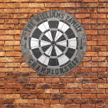 Steam Punk Family Name Personalized  Dartboard<br><div class="desc">Add your family name,  and easily create your personalized family name dartboard. Click the PERSONALIZE button to change the text colour or board colours.</div>