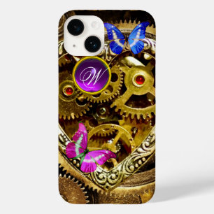 STEAM PUNK GEARS ,GEMSTONES, BUTTERFLIES MONOGRAM Case-Mate iPhone 14 CASE