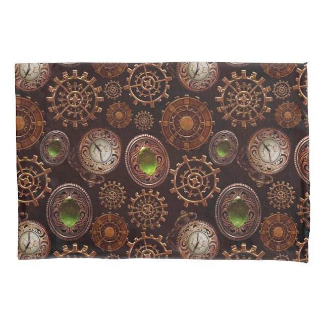 Steam Punk Gears Modern Retro Abstract Pattern Pillowcase (Front)