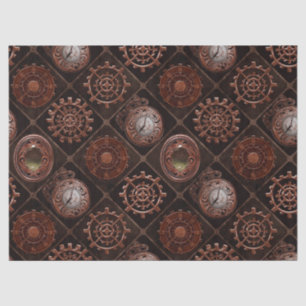 Steam Punk Gears Modern Retro Abstract Pattern Tissue Paper