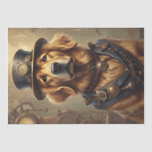Steam Punk Golden Retriever tissue/decoupage paper (Front)