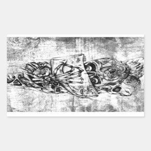 Steam Punk hand illustrated skulls on grunge base Sticker