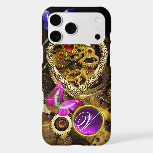 STEAM PUNK HEART,GEARS,GEMS,BUTTERFLIES MONOGRAM