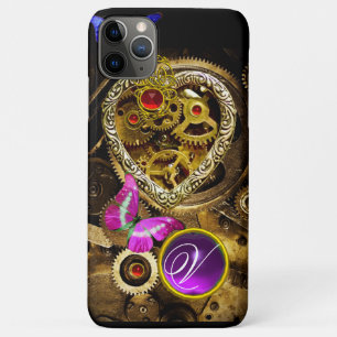 STEAM PUNK HEART,GEARS,GEMS,BUTTERFLIES MONOGRAM iPhone 11 PRO MAX CASE