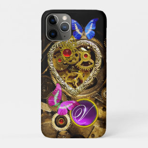 STEAM PUNK HEART,GEARS,GEMS,BUTTERFLIES MONOGRAM iPhone 11 PRO CASE