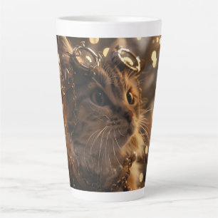 Steam Punk Kitten Digital Art Latte Mug