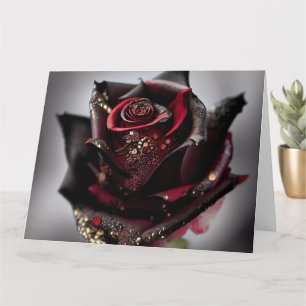 Steam Punk Ornate Black Rose Card