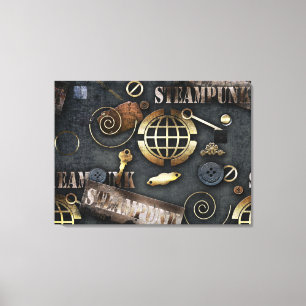 Steam punk style mechanical elements canvas print