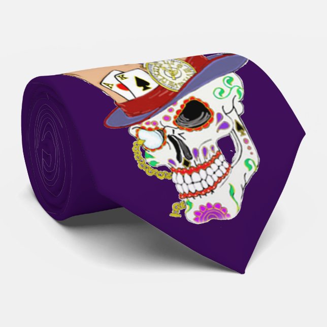 Steam Punk Sugar Skull Tie (Rolled)