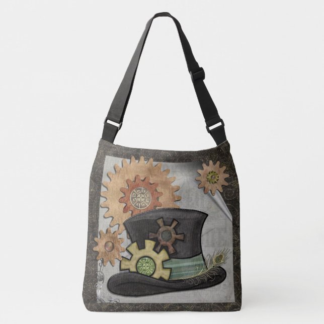 Steam Sass Steampunk Mixed Media Crossbody Bag (Front)