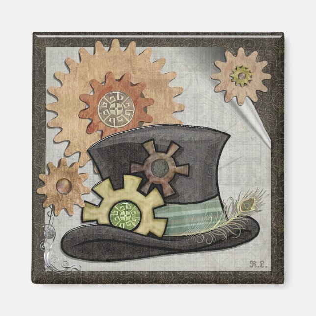 Steam Sass Steampunk Mixed Media Magnet (Front)