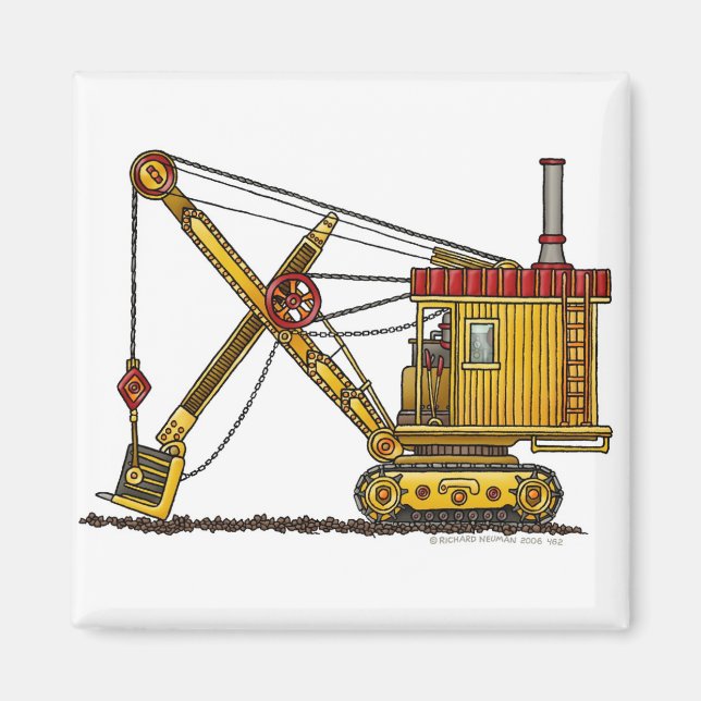 Steam Shovel Digger Construction Magnets (Front)