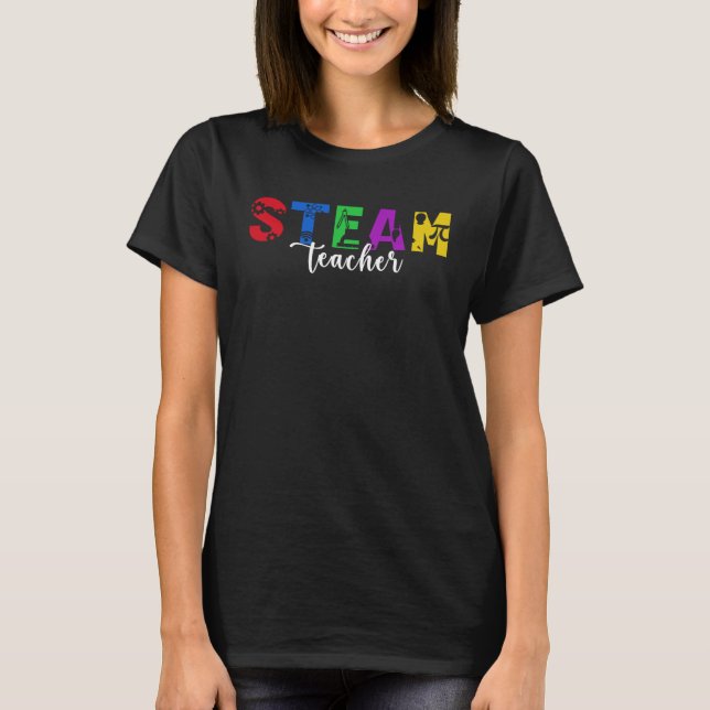 STEAM Teacher Boho Science Technology Engineering  T-Shirt (Front)