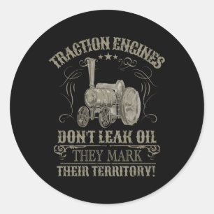 Steam Traction Engine Retiret For Steam Engine Classic Round Sticker