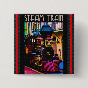Steam Train 2 Inch Square Button