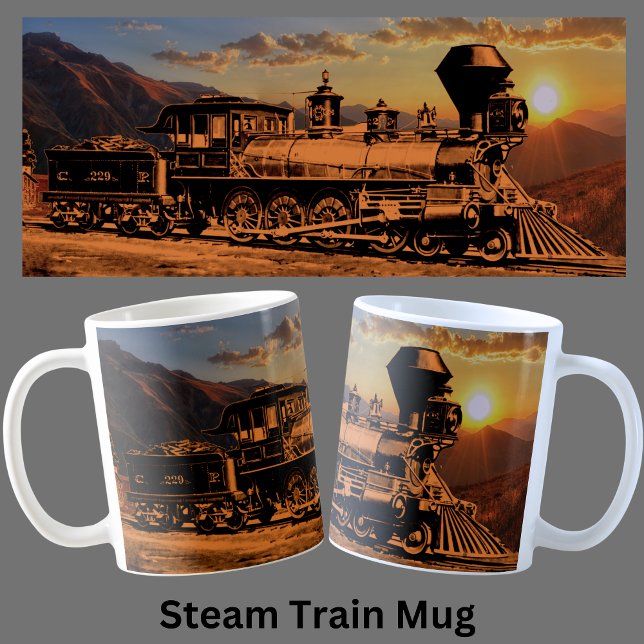 Steam Train All Around CPRR 229 Locomotive Engine Coffee Mug (Creator Uploaded)