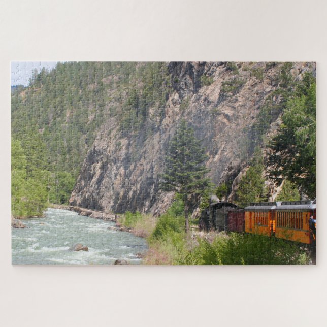 Steam train and Animas River, Colorado Jigsaw Puzzle (Horizontal)