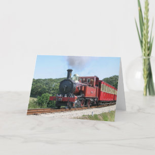 Steam train at Castletown Isle of Man Card