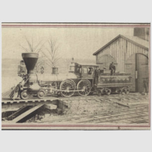 steam train at depot tissue paper