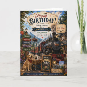 Steam Train Birthday Card Vintage Railway