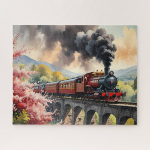 Steam Train Dreams Landscape Artwork Jigsaw Puzzle