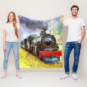 Steam Train Engine Locomotive 778 Fleece Blanket