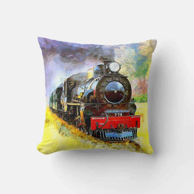 Steam Train Engine Locomotive 778  Throw Pillow (Front)