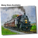 Steam Train Engine Locomotive Painting Railroad Jigsaw Puzzle<br><div class="desc">Steam Train Painting Puzzle - see my store for more great Train Gifts.</div>