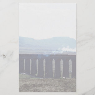 Steam train "Green Arrow" on Ribblehead Viaduct, E Stationery