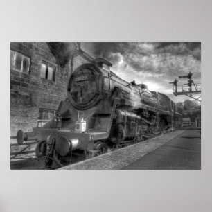 Steam Train HDR in B&W Poster