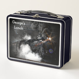 Steam Train in the Station Metal Lunch Box