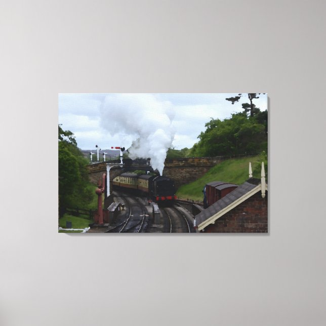 Steam Train In Yorkshire Canvas Print (Front)