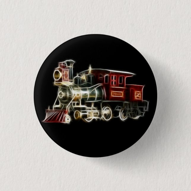 Steam Train Locomotive Engine 1 Inch Round Button (Front)