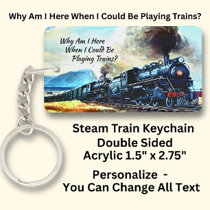 Steam Train Locomotive Engines with Text Keychain