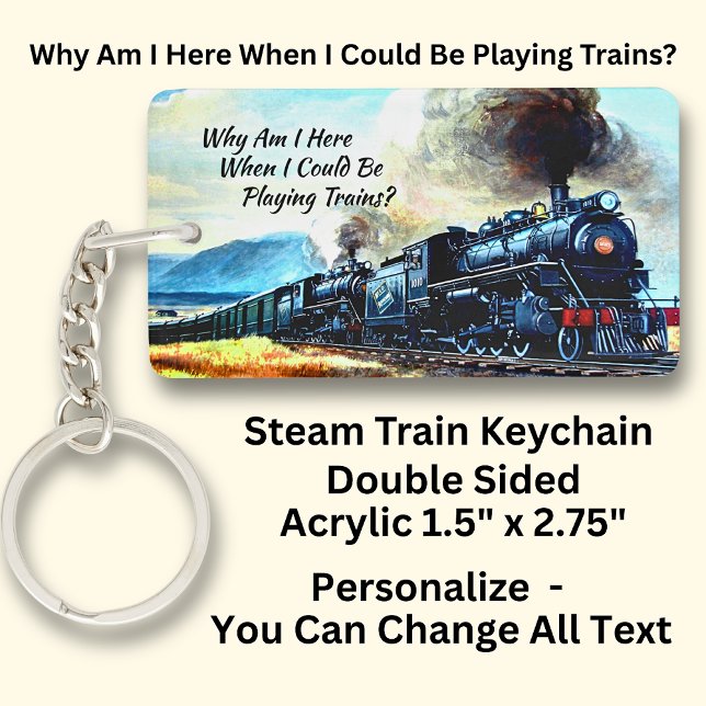 Steam Train Locomotive Engines with Text Keychain (Creator Uploaded)