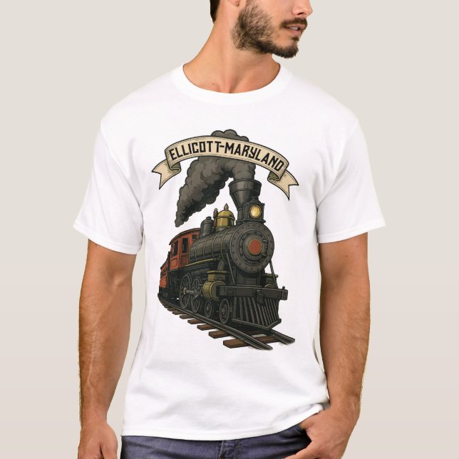 Steam Train Locomotive of Ellicott Maryland T-Shirt (Front)