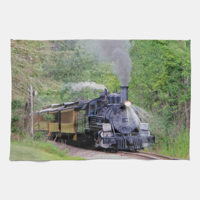 Steam Train Locomotive Railway Enthusiast Art Kitchen Towel (Horizontal)