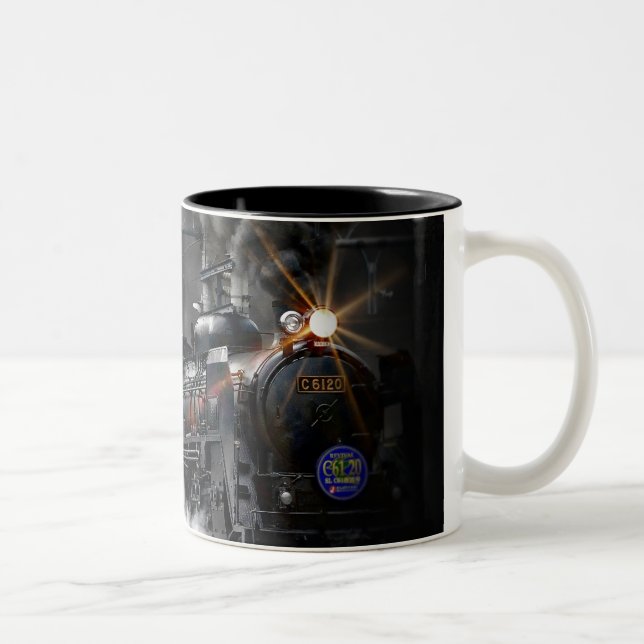 Steam Train Locomotive Transportation Night Two-Tone Coffee Mug (Right)