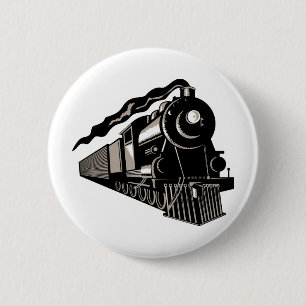 steam train locomotive vintage 2 inch round button