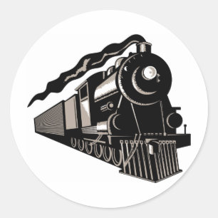 steam train locomotive vintage classic round sticker