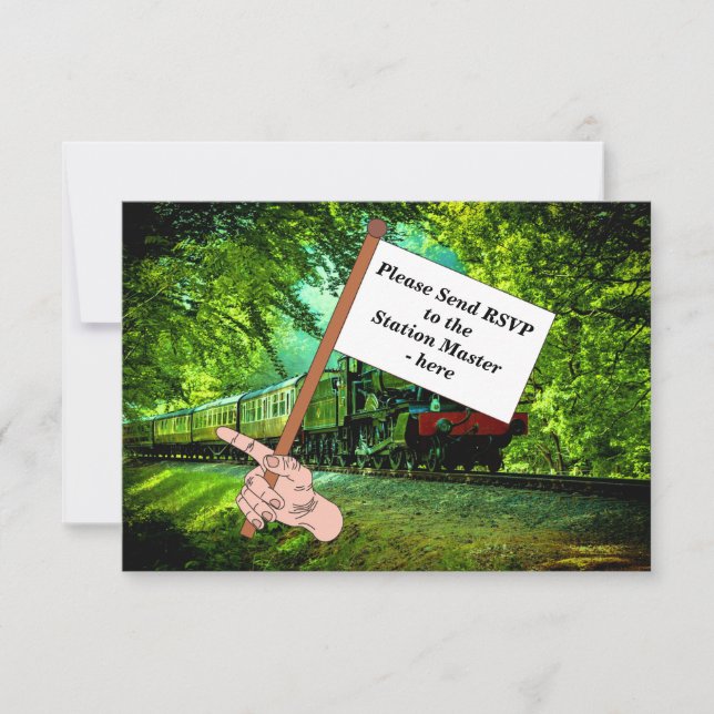 Steam Train Man's Birthday Party  RSVP Card (Front)