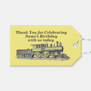 Steam Train Man's Birthday Party Thank You Gift Tags