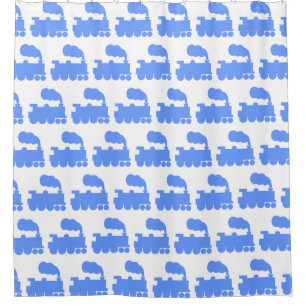 Steam Train Pattern - Baby Blue on White