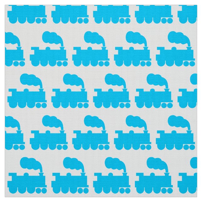 Steam Train Pattern -Sky Blue and White Fabric (Swatch)